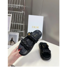 DIOR 디올 블랙 퀼트 까나쥬 뮬 슬리퍼