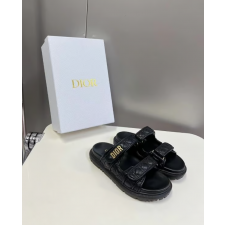 CHRISTIAN DIOR 크리스찬디올 블랙 퀼트 까나쥬 뮬 슬리퍼