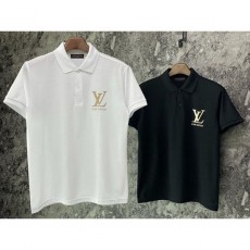 LOUIS VUITTON 루이비통 골드 메탈로고 PK 카라 반팔 티