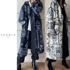 SANDRO 산드로 롱페이즐리 양털자켓