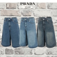 PRADA 프라다 8부 워싱 핀탁 팬츠