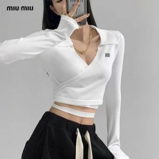 MIUMIU 미우미우 끈 카라 랩 티셔츠