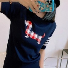 THOM BROWNE 톰브라운 체크헥터 반팔라운드니트