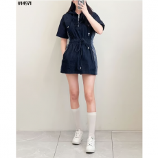 DIOR 디올 플라워 여성 라이트웨이트 쿠튀르 데님 원피스