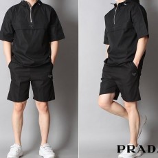 PRADA 프라다 삼각로고 리나일론 반팔아노락반바지세트