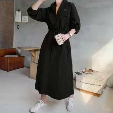 PRADA 프라다 하이넥 집업 스트링 원피스