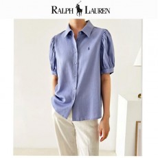 RALPH LAUREN 랄프로렌 퍼프 소매 린넨 블라우스