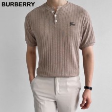 BURBERRY 버버리 골지 헨리넥 니트 반팔