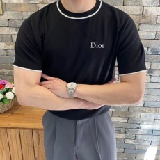 디* DIOR 자수로고 트임 니트 반팔티셔츠