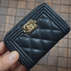 [22번] 샤* 보이 캐비어 금장 지퍼 카드지갑