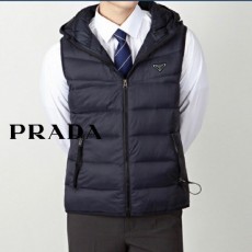 프** 삼각로고 후드 패딩 조끼 베스트