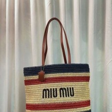 MIUMIU 미우미우 라피아 코튼 토트백