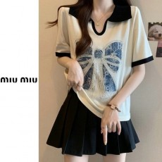 MIUMIU 미우미우 스팽글 리본 카라니트