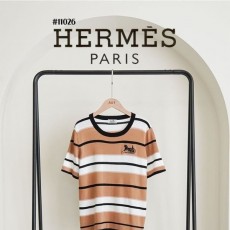 HERMES 에르메스 여성 빈티지 스트라이프 반팔 니트티셔츠