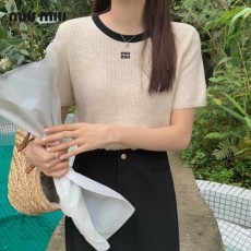 MIUMIU 미우미우 배색 소프트 반팔