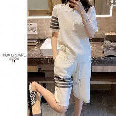 THOM BROWNE 톰브라운 사선 카라니트 반바지세트