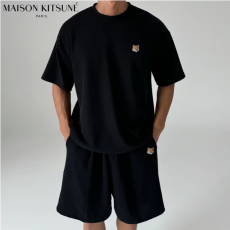 MAISON KITSUNE 메종키츠네 브라운 폭스헤드 텐션 반팔 반바지 세트