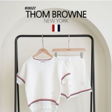 THOM BROWNE 톰브라운 골지스트라이프 반팔& 4부셋