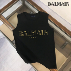 BALMAIN 발망 메탈릭 파리 로고 프린트 싱글 나시