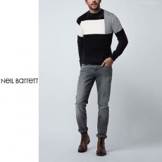 NEIL BARRETT 닐바렛 인타르시아 배색 라운드 니트