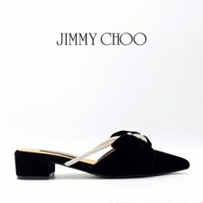 JIMMY CHOO 지미추 실크 벨벳 리본 뮬