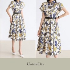 DIOR 디올 FLOWER PRINTING FLARE SKIRT LINE DRESS