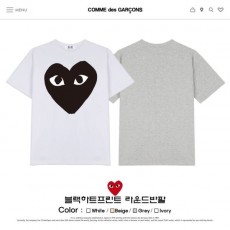 COMME DES GARCONS 꼼데가르송 블랙하트프린트 오버핏 라운드반팔