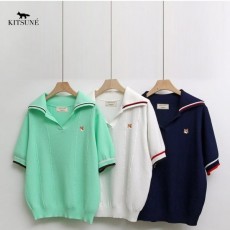 MAISON KITSUNE 메종키츠네 배색 와플 니트