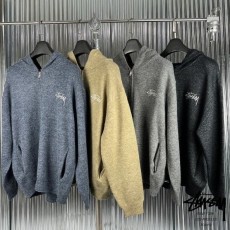 STUSSY 스투시 풀자수 후드니트집업