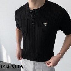 PRADA 프라다 골지 헨리 반팔니트