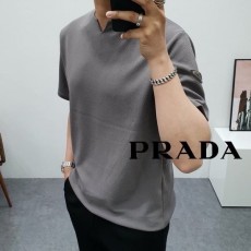 PRADA 프라다 트임넥 엠보 반팔티셔츠