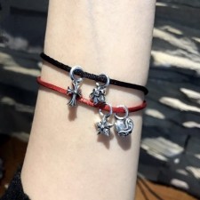 CHROME HEARTS 크롬하츠 레이어드 실크스트링 스타 CH 브레이슬릿